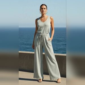 HALARA Light Sage Wide-Leg Drawstring Pants